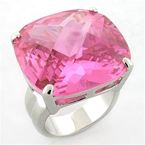 MALOA674 - Rhodium Brass Ring with AAA Grade CZ in Rose