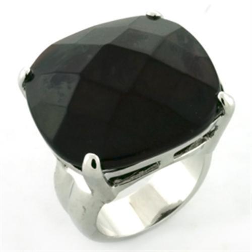 MALOA675 - Rhodium Brass Ring with AAA Grade CZ in Garnet