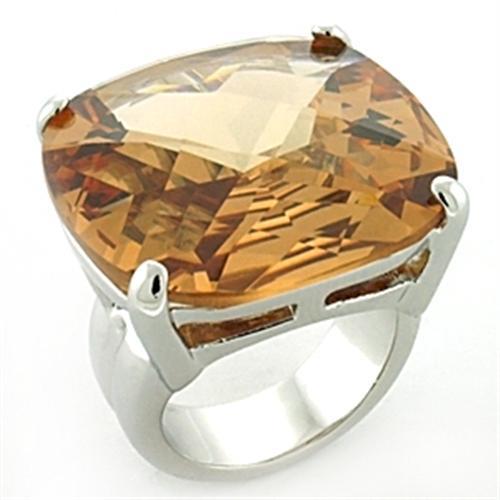 MALOA679 - Rhodium Brass Ring with AAA Grade CZ in Topaz