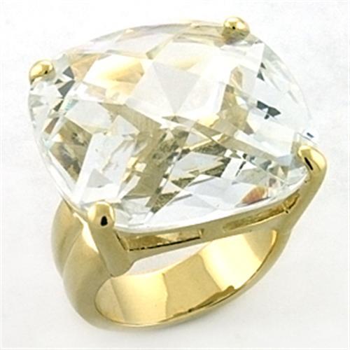 MALOA680 - Gold Brass Ring with AAA Grade CZ in Clear