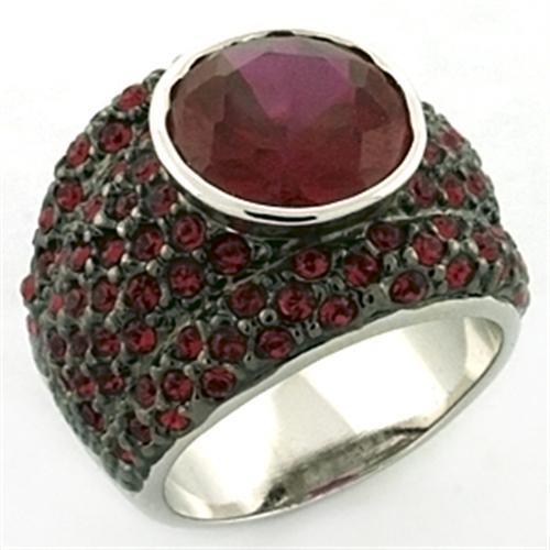 MALOA694 Rhodium Brass Ring with Synthetic in Siam