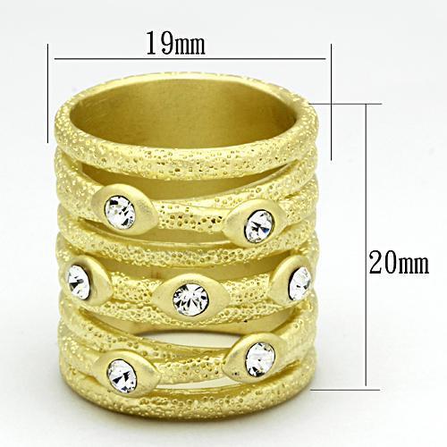 MALOA833 - Matte Gold Brass Ring with Top Grade Crystal in Clear