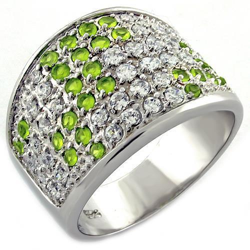 MALOAS1007 - Rhodium 925 Sterling Silver Ring with AAA Grade CZ in Multi Color