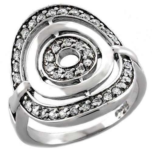 MALOAS1018 - Rhodium 925 Sterling Silver Ring with AAA Grade CZ in Clear