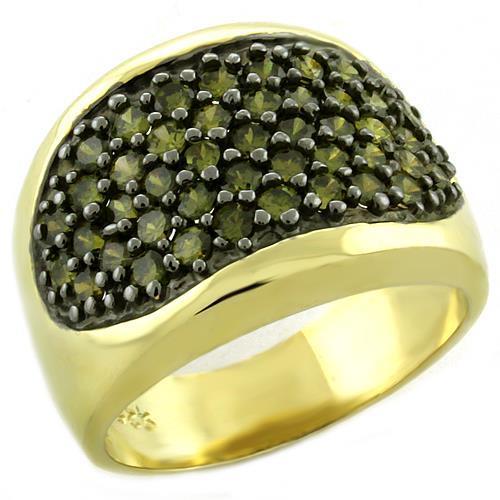 MALOAS1042 - Gold 925 Sterling Silver Ring with AAA Grade CZ in Peridot