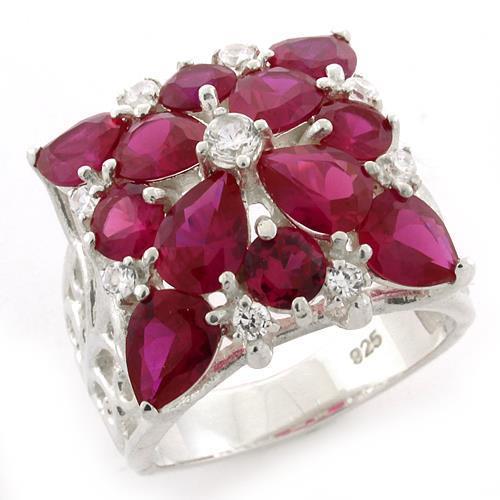 MALOAS1128 - High-Polished 925 Sterling Silver Ring with AAA Grade CZ in Siam