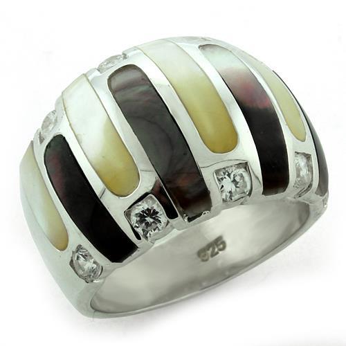 MALOAS1167 - High-Polished 925 Sterling Silver Ring with Precious Stone Conch in Multi Color
