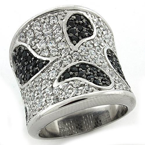 MALOAS1182 - Reverse Two-Tone 925 Sterling Silver Ring with AAA Grade CZ in Multi Color
