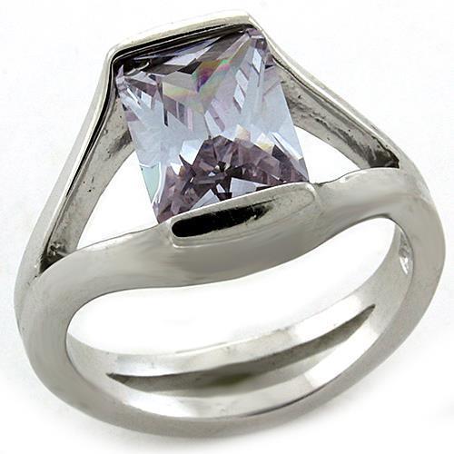 MALOAS1185 - Rhodium 925 Sterling Silver Ring with AAA Grade CZ in Amethyst