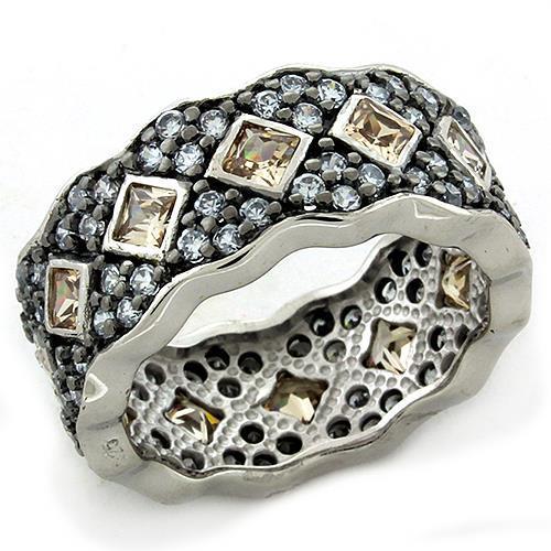 MALOAS1212 - Special Color 925 Sterling Silver Ring with AAA Grade CZ in Champagne