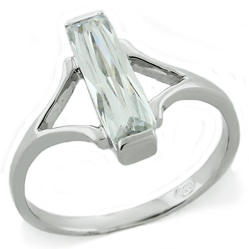 MALOAS1300 Rhodium 925 Sterling Silver Ring with AAA Grade CZ in Clear