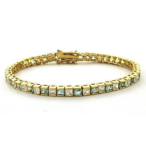 MALOAS1315 - Gold 925 Sterling Silver Bracelet with AAA Grade CZ in Clear