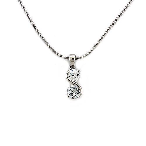 MALOAS1321 - Rhodium 925 Sterling Silver Chain Pendant with AAA Grade CZ in Clear
