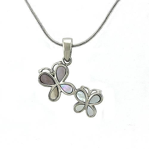 MALOAS1328 - Rhodium 925 Sterling Silver Chain Pendant with Precious Stone Conch in Multi Color