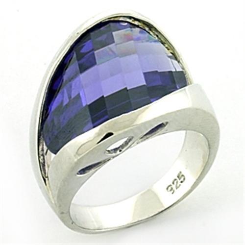 MALOAS777 - Rhodium 925 Sterling Silver Ring with AAA Grade CZ in Amethyst