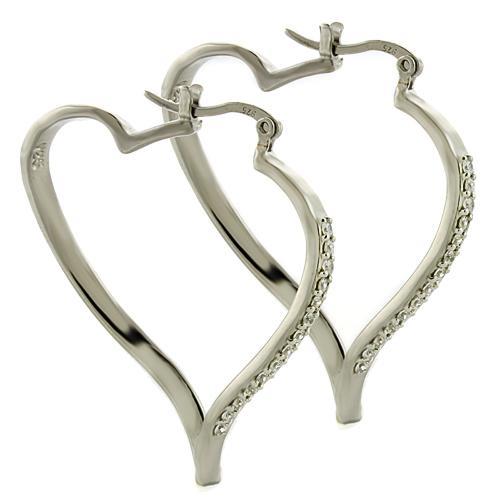 MALOAS784 - High-Polished 925 Sterling Silver Earrings with AAA Grade CZ in Clear