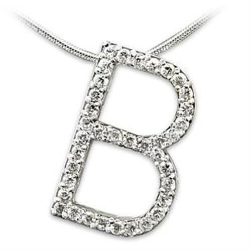 MALOAS801 - Rhodium 925 Sterling Silver Pendant with AAA Grade CZ in Clear