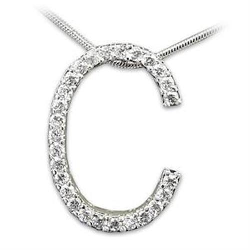 MALOAS802 - Rhodium 925 Sterling Silver Pendant with AAA Grade CZ in Clear