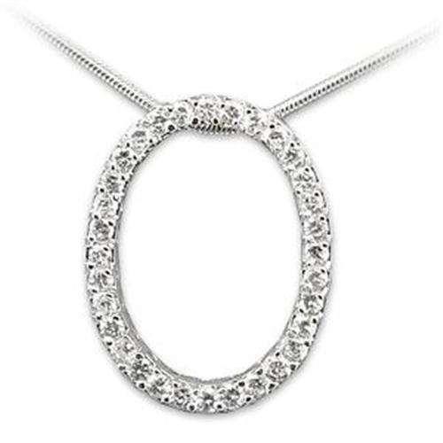 MALOAS807 - Rhodium 925 Sterling Silver Pendant with AAA Grade CZ in Clear