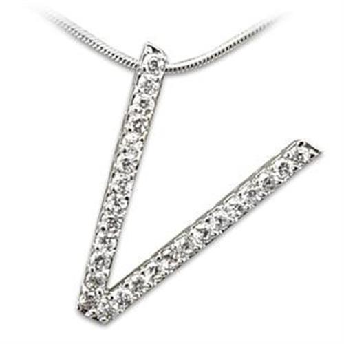 MALOAS808 - Rhodium 925 Sterling Silver Pendant with AAA Grade CZ in Clear