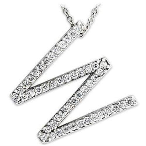 MALOAS809 - Rhodium 925 Sterling Silver Pendant with AAA Grade CZ in Clear