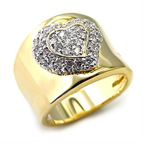 MALOAS830 - Gold+Rhodium 925 Sterling Silver Ring with AAA Grade CZ in Clear