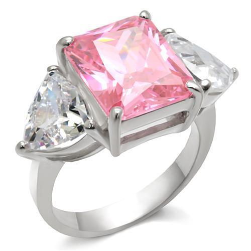 MALOAS869 - High-Polished 925 Sterling Silver Ring with AAA Grade CZ in Rose