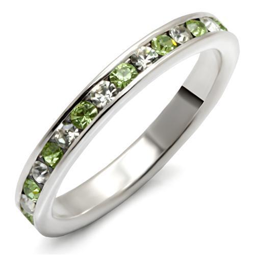 MALOAS912 - High-Polished 925 Sterling Silver Ring with Top Grade Crystal in Peridot
