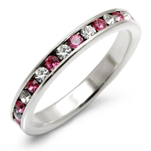 MALOAS913 - High-Polished 925 Sterling Silver Ring with Top Grade Crystal in Rose