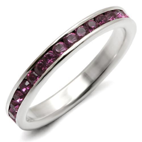 MALOAS915 - High-Polished 925 Sterling Silver Ring with Top Grade Crystal in Amethyst
