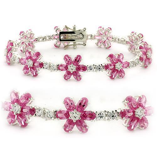 MALOAS956 - High-Polished 925 Sterling Silver Bracelet with AAA Grade CZ in Rose