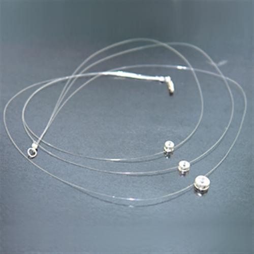 MALOS002 - Silver 925 Sterling Silver Necklace with AAA Grade CZ in Clear