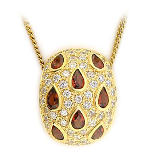 MALOS008 - Gold 925 Sterling Silver Pendant with Genuine Stone in Garnet