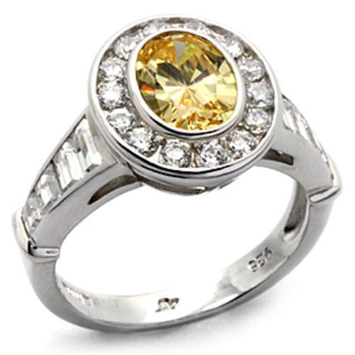 MALOS031 - Rhodium 925 Sterling Silver Ring with AAA Grade CZ in Topaz