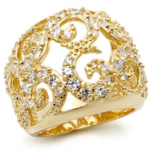 MALOS118 - Gold 925 Sterling Silver Ring with AAA Grade CZ in Clear