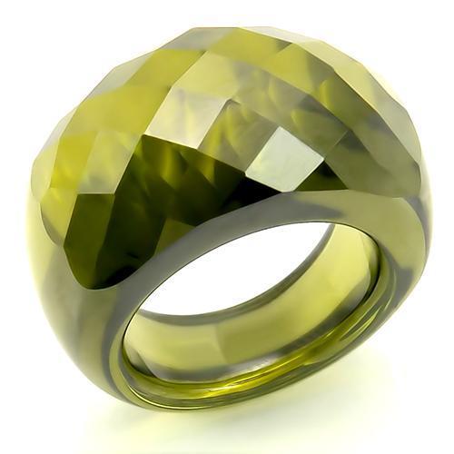 MALOS145 - Stone Ring with AAA Grade CZ in Olivine color
