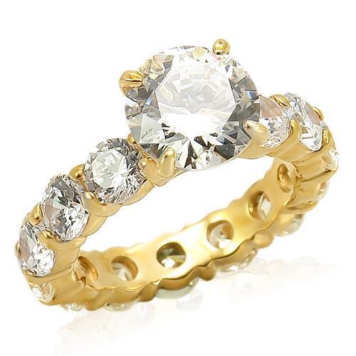 MALOS243 - Gold 925 Sterling Silver Ring with AAA Grade CZ in Clear