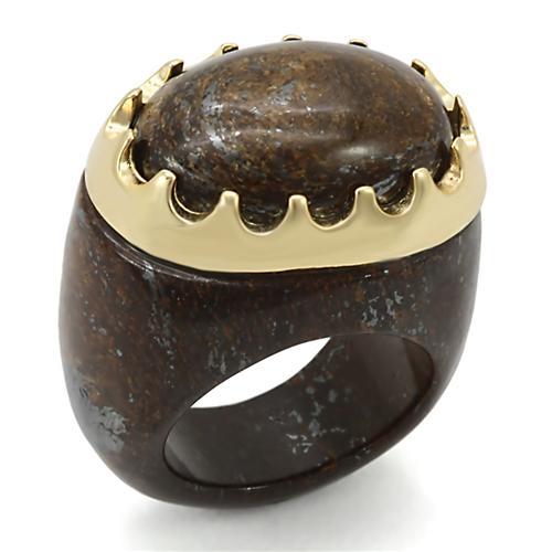 MALOS298 Gold 925 Sterling Silver Ring with Bronzite in Smoky Topaz