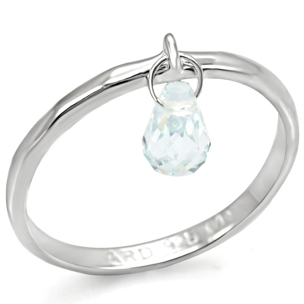 MALOS318 - Silver 925 Sterling Silver Ring with Genuine Stone in Aquamarine