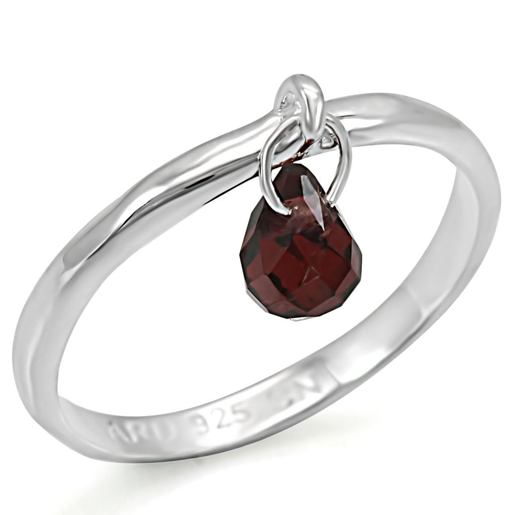 MALOS320 - Silver 925 Sterling Silver Ring with Genuine Stone in Garnet
