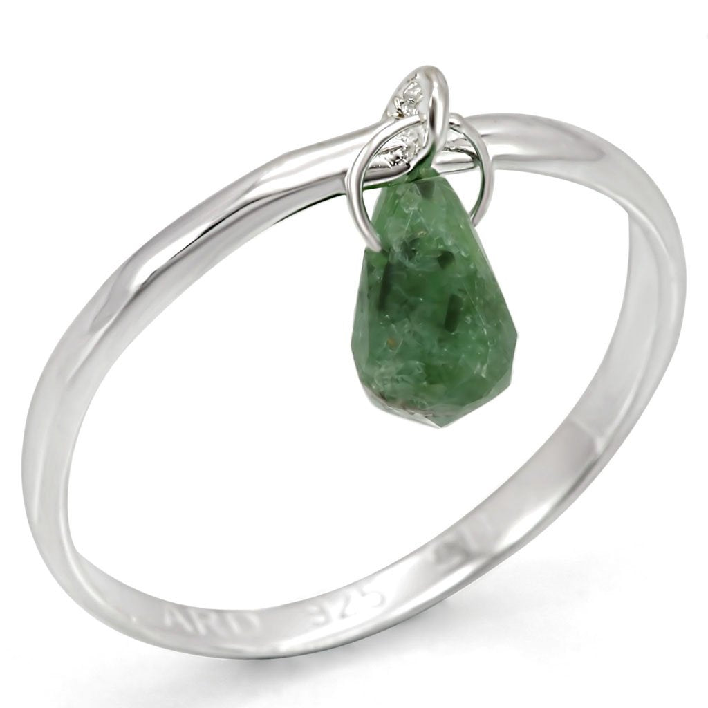 MALOS322 - Silver 925 Sterling Silver Ring with Genuine Stone in Emerald