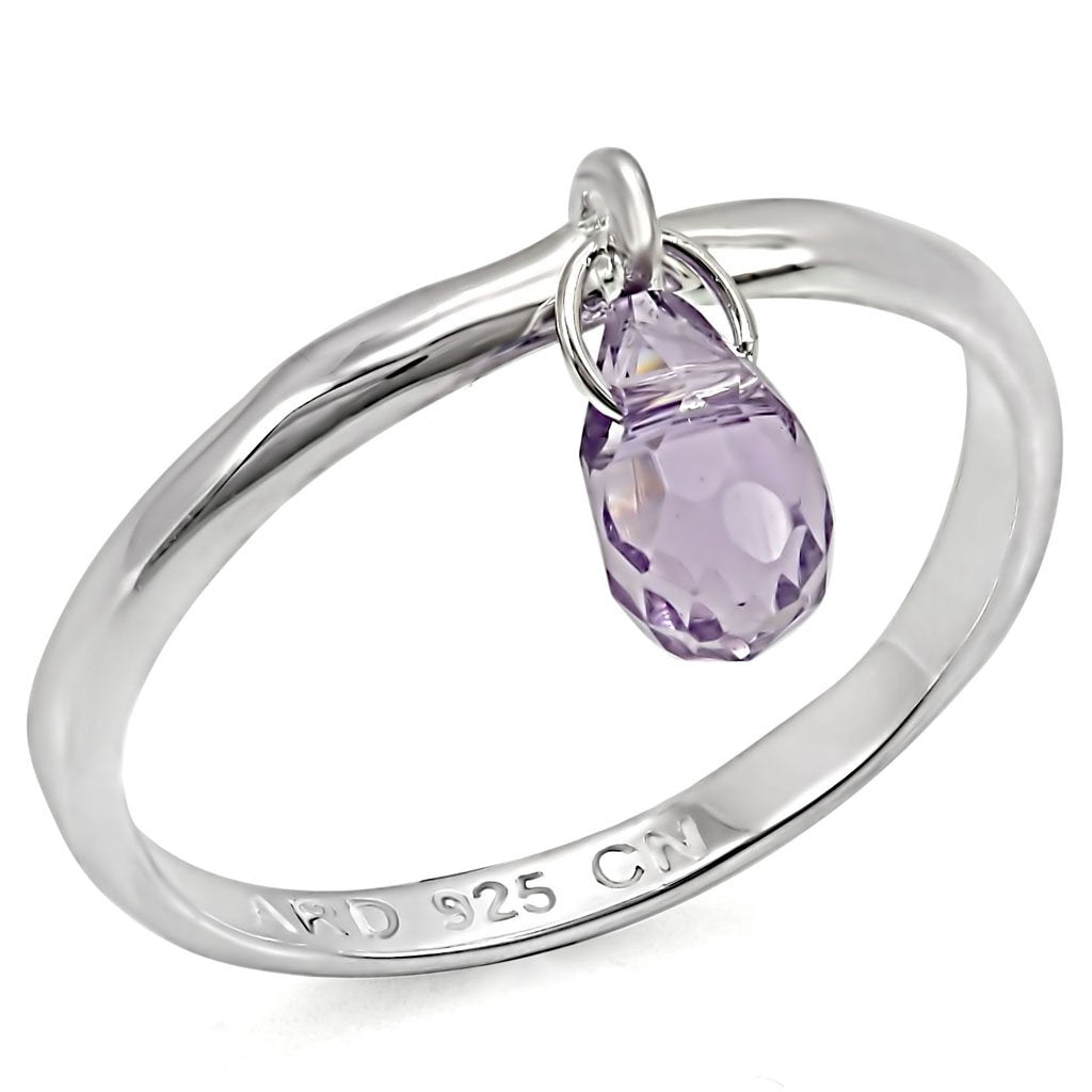 MALOS325 - Silver 925 Sterling Silver Ring with Genuine Stone in Amethyst