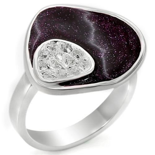 MALOS340 - Silver 925 Sterling Silver Ring with AAA Grade CZ in Clear