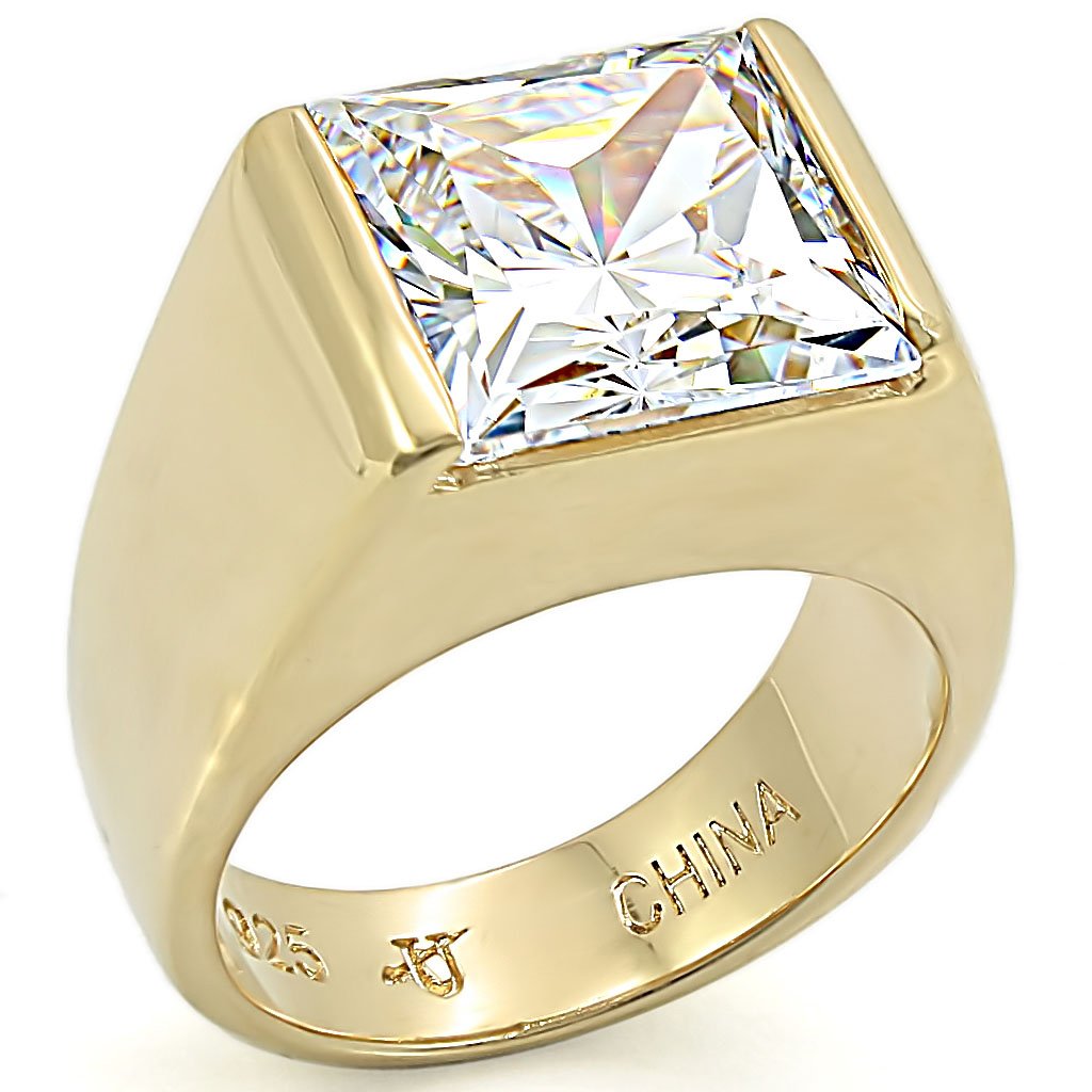 MALOS375 - Gold 925 Sterling Silver Ring with AAA Grade CZ in Clear
