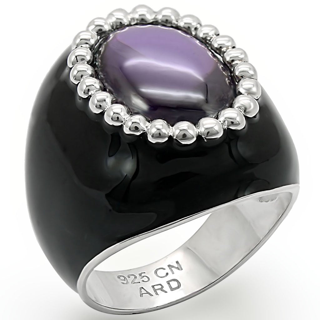 MALOS406 - Silver 925 Sterling Silver Ring with AAA Grade CZ in Amethyst