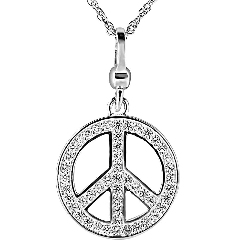 MALOS420 - Silver 925 Sterling Silver Chain Pendant with AAA Grade CZ in Clear