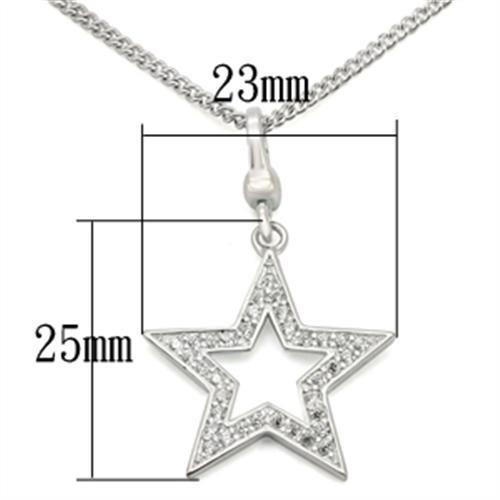 MALOS441 - Silver 925 Sterling Silver Chain Pendant with AAA Grade CZ in Clear