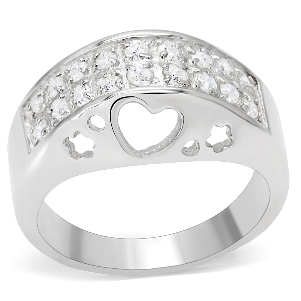 MALOS506 - Silver 925 Sterling Silver Ring with AAA Grade CZ in Clear