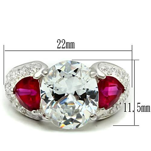 MALOS531 Rhodium 925 Sterling Silver Ring with AAA Grade CZ in Ruby