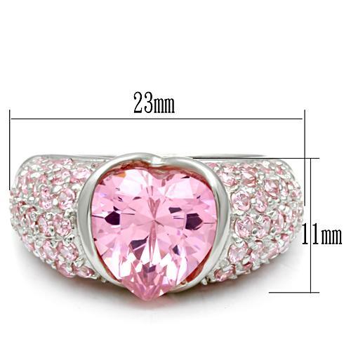 MALOS533 - Silver 925 Sterling Silver Ring with AAA Grade CZ in Rose